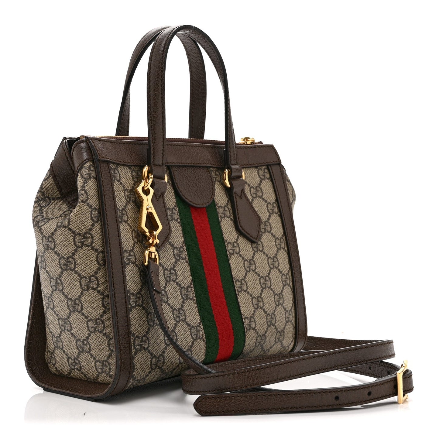 GG Supreme Monogram Small Ophidia Tote Bag Brown