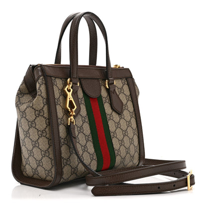 GG Supreme Monogram Small Ophidia Tote Bag Brown