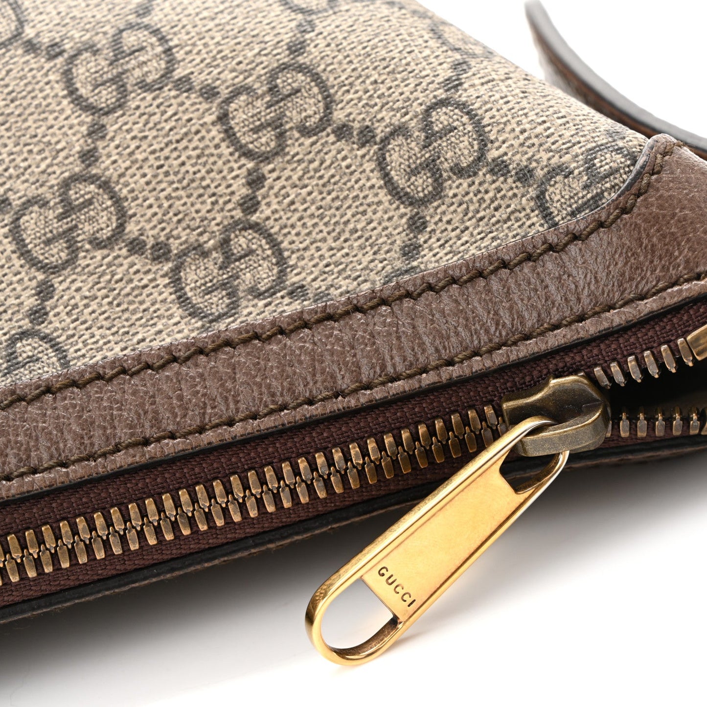 GG Supreme Monogram Web Small Ophidia Half Moon Hobo Brown