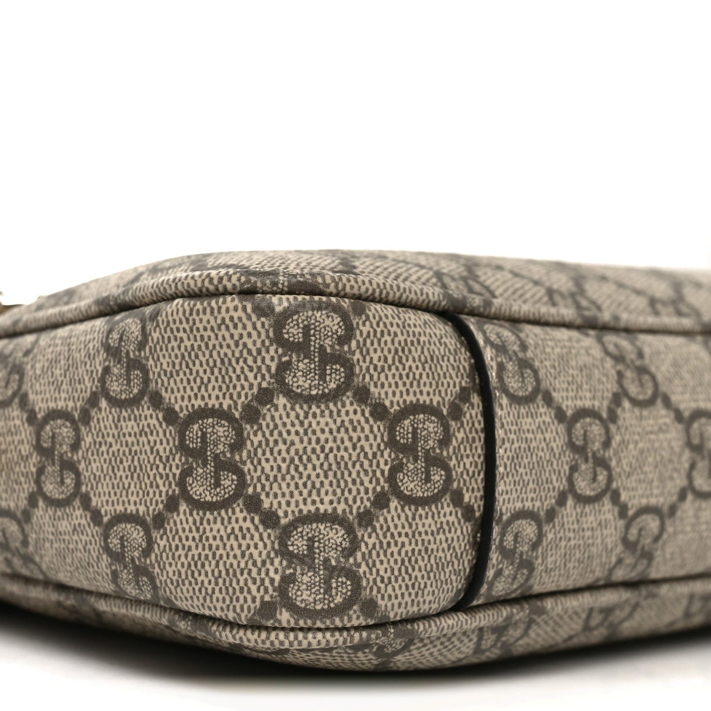 GG Supreme Monogram Textured Calfskin Small Emblem Shoulder Bag Beige Black