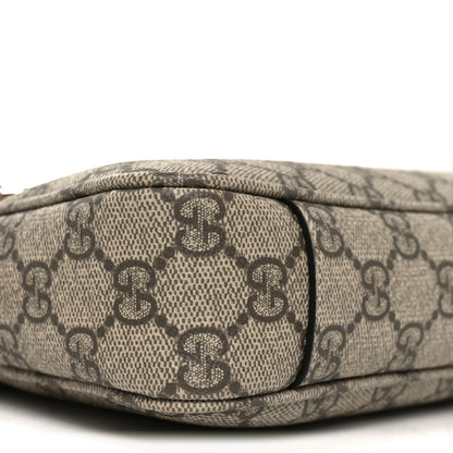 GG Supreme Monogram Textured Calfskin Small Emblem Shoulder Bag Beige Black