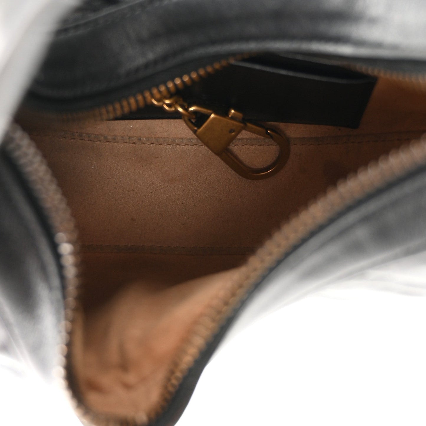 Calfskin Matelasse Chevron Mini GG Marmont Half Moon Hobo Black