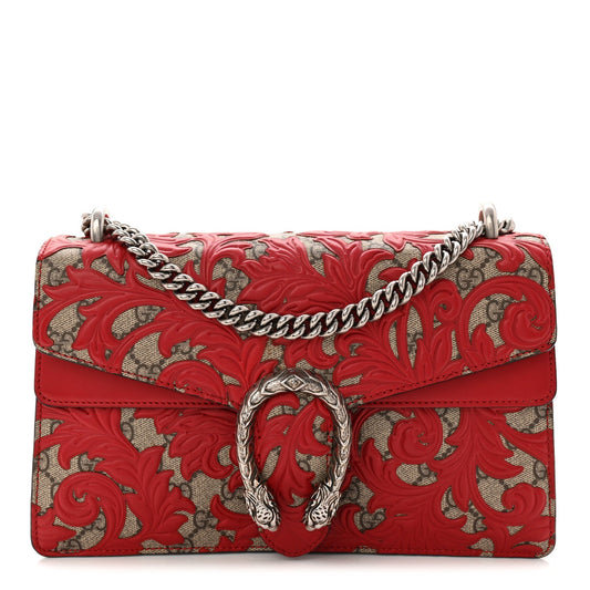 GG Supreme Monogram Arabesque Dionysus Shoulder Bag Hibiscus Red