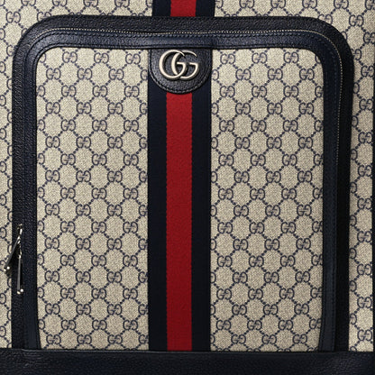 GG Supreme Monogram Textured Dollar Calfskin Web Savoy Cabin Plus Trolley Beige Blue