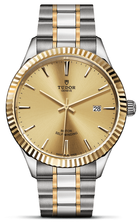 Tudor Style Automatic Gold Dial Two Tone Steel Strap Watch for Men - M12713-0001