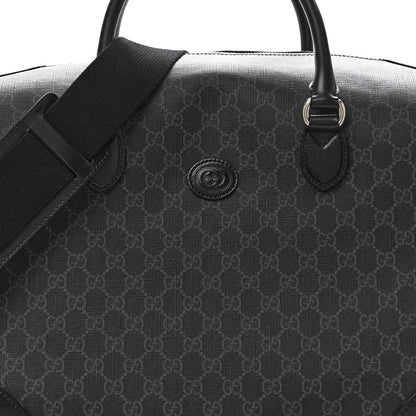 GG Supreme Monogram Azalea Calfskin Retro Interlocking G Large Duffle Bag Black Grey