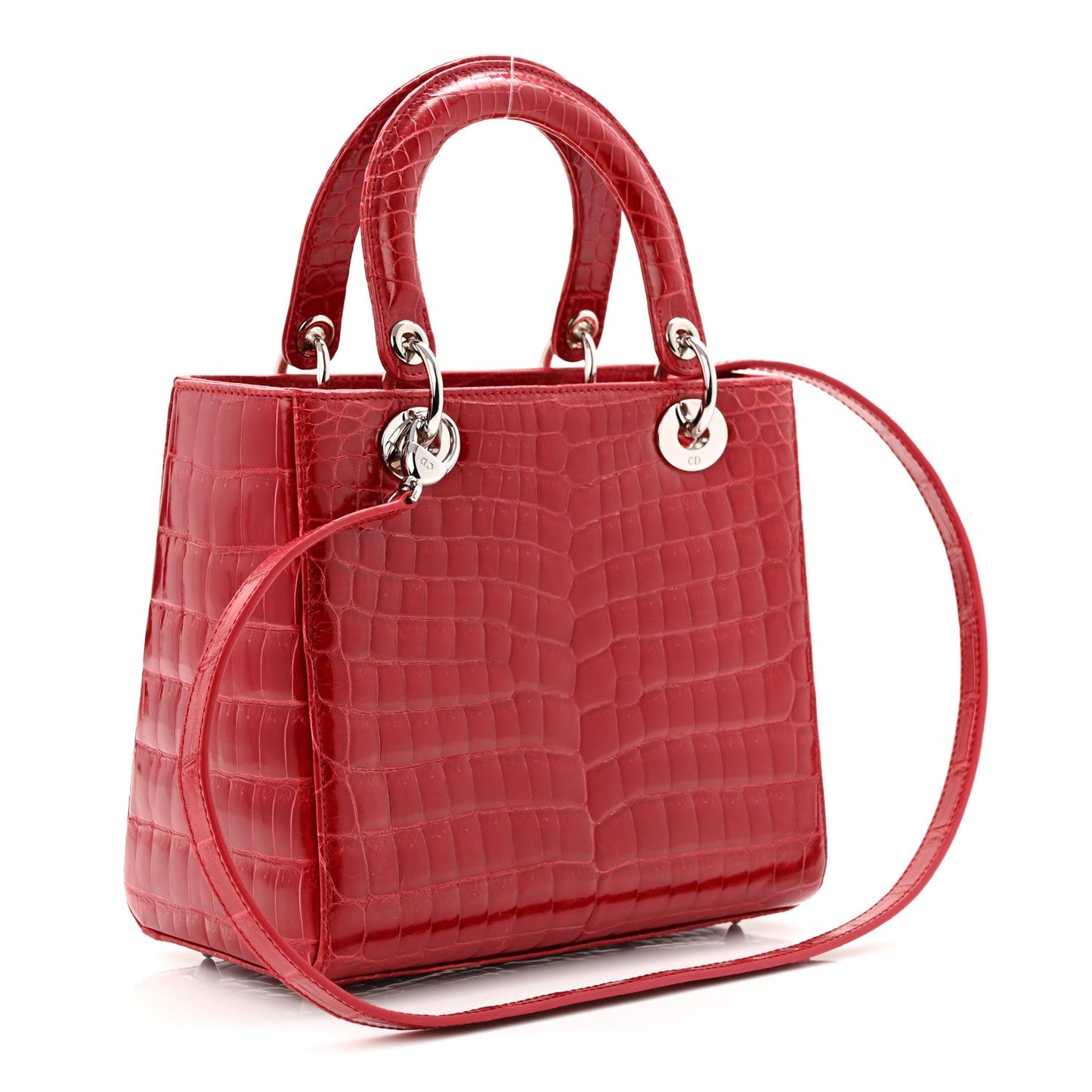 Alligator Medium Lady Dior Red