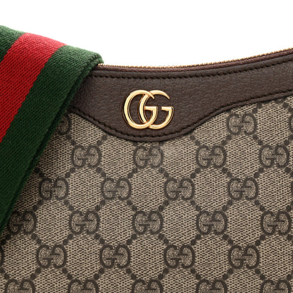 GG Supreme Monogram Textured Dollar Calfskin Web Small Ophidia GG Handbag Beige Ebony New Acero