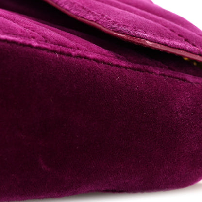 Velvet Matelasse Mini GG Marmont Shoulder Bag Fuchsia Violet Cyclamen