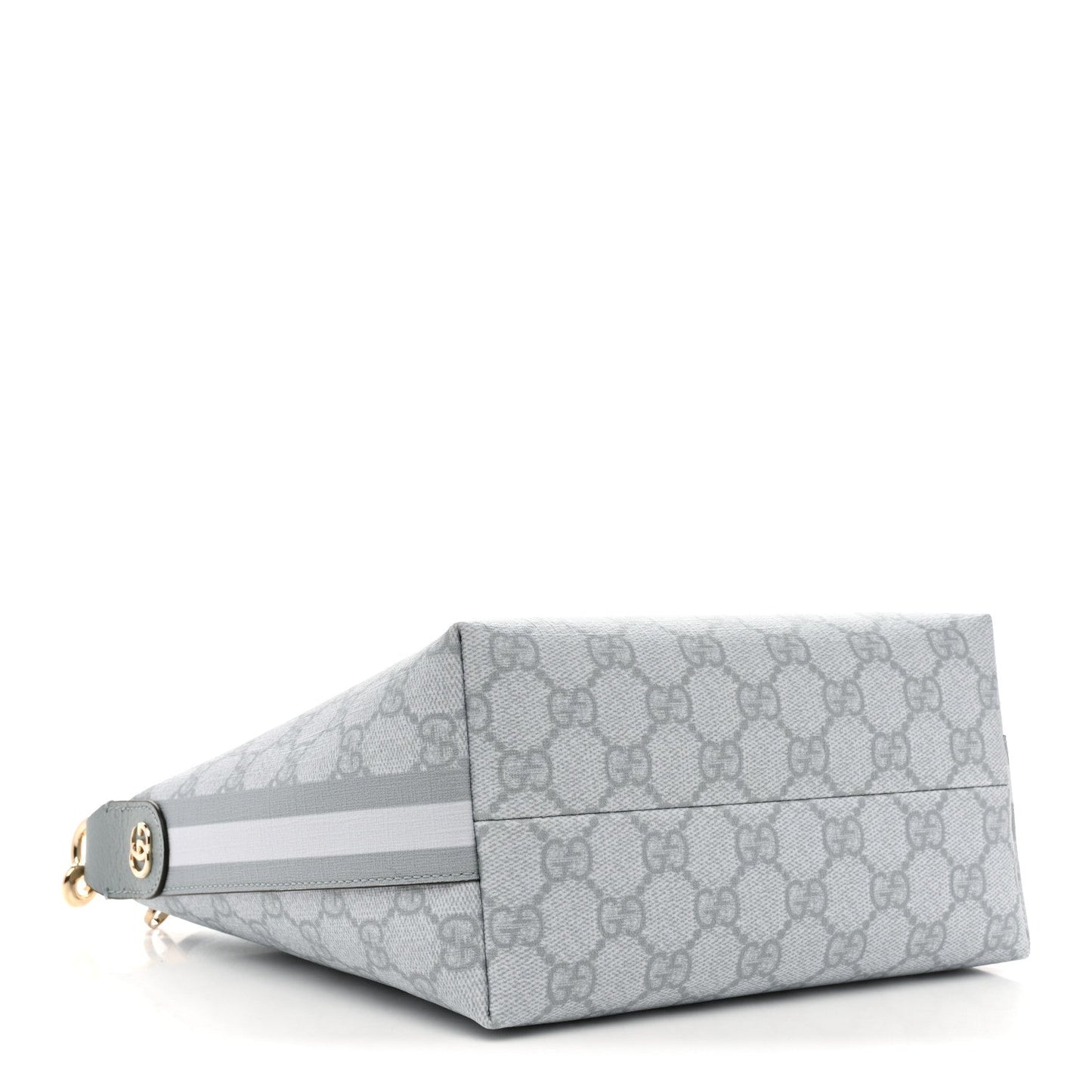 GG Supreme Monogram Textured Calfskin Web Super Mini Ophidia Shoulder Bag Light Blue