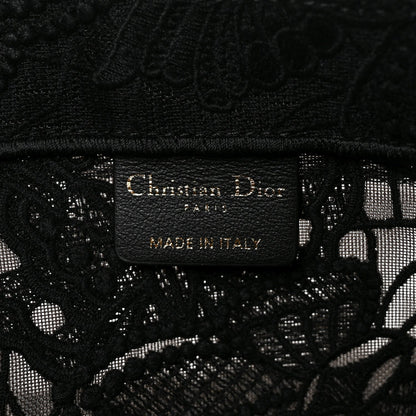 Embroidered 3D Macrame D-Lace Butterfly Large Book Tote Black Multicolor