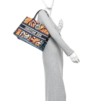 Canvas Embroidered Paisley Medium Book Tote Blue Multicolor