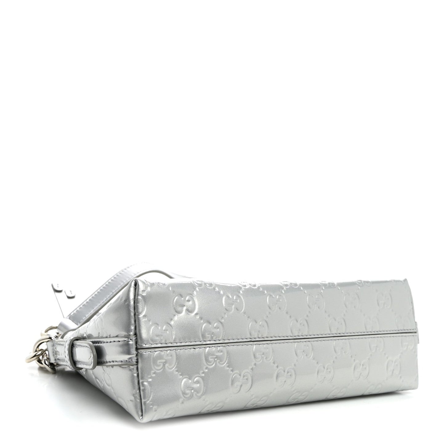 Shine Guccissima Emblem Small Shoulder Bag Silver