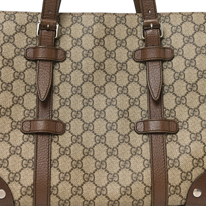 GG Supreme Monogram Textured Dollar Calfskin Small Detail Tote Beige Ebony New Acero