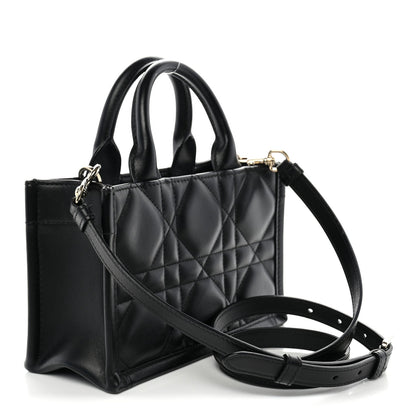 Calfskin Macrocannage Mini Book Tote Black