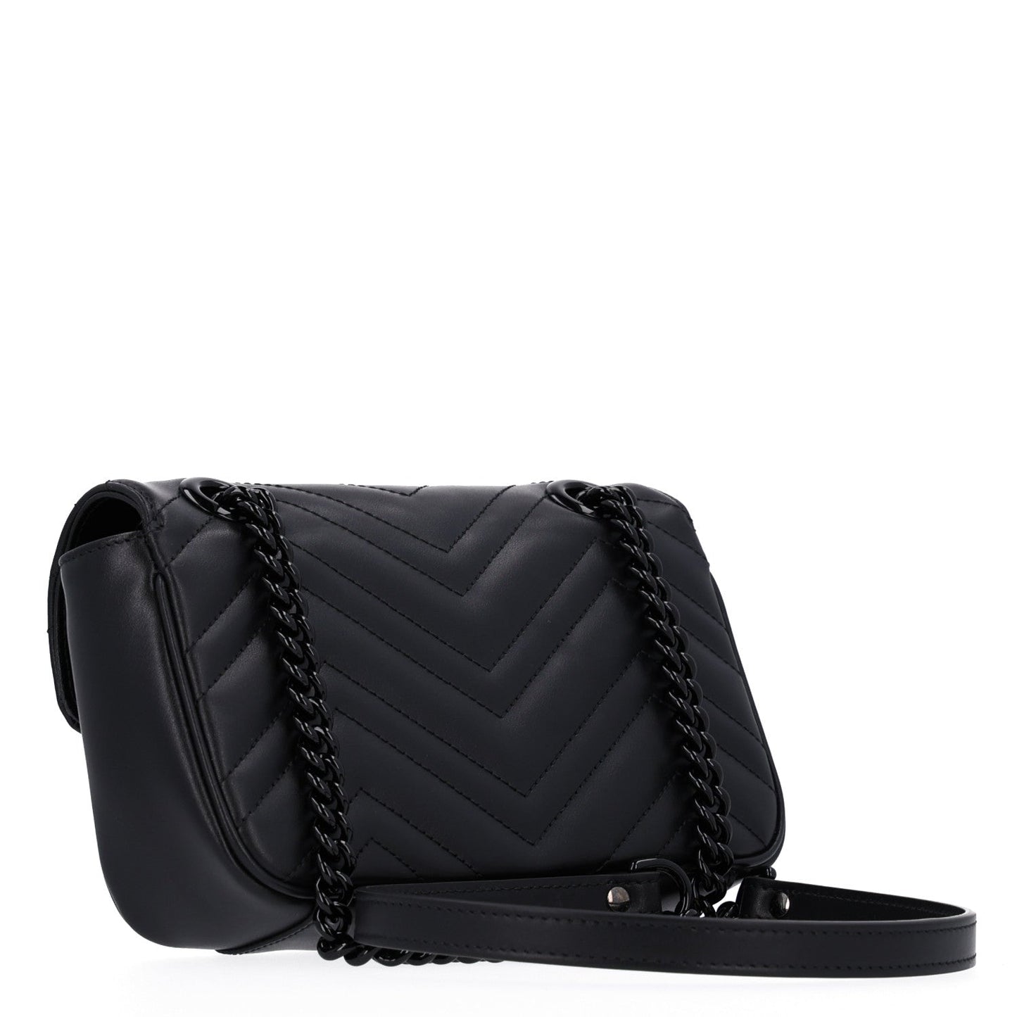 Calfskin Matelasse Monochrome Mini GG Marmont Shoulder Bag Black