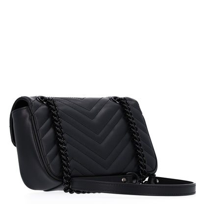 Calfskin Matelasse Monochrome Mini GG Marmont Shoulder Bag Black