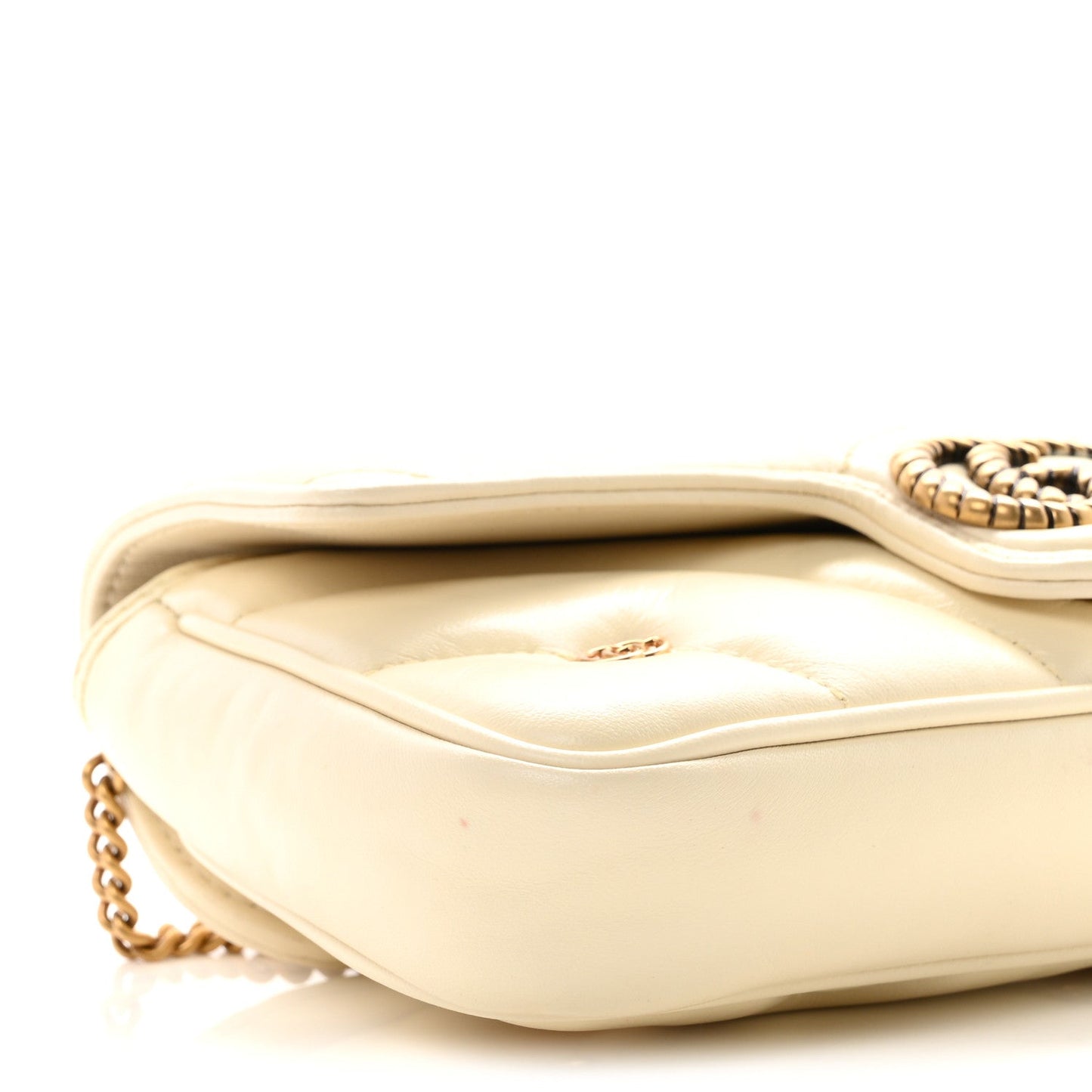Calfskin Matelasse Double G Studs Mini Torchon GG Marmont Shoulder Bag White