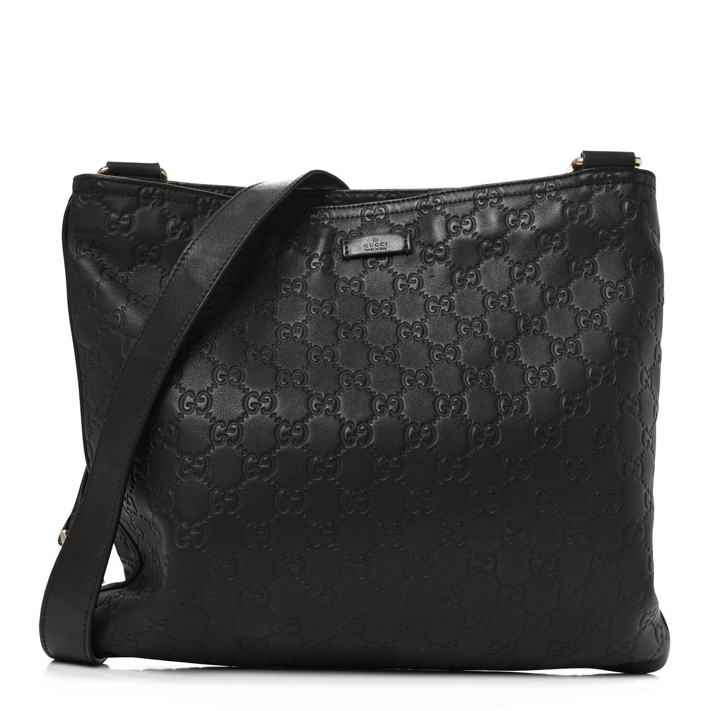 Guccissima Medium Flat Messenger Bag Black