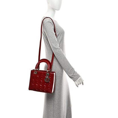Patent Cannage Medium Lady Dior Red