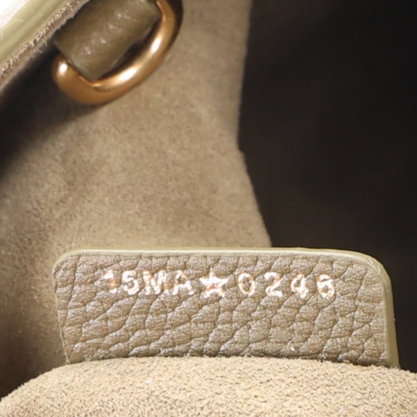 Grained Calfskin Medium Medaillon Bucket Bag Khaki