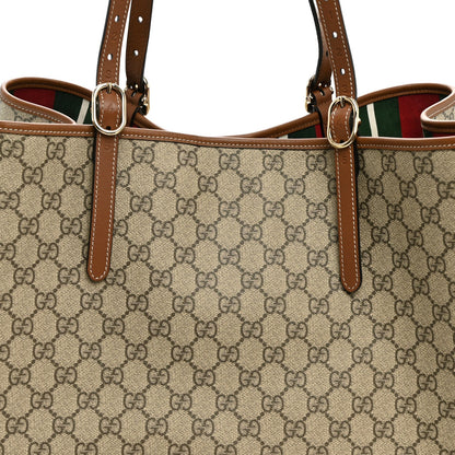 GG Supreme Monogram Emblem Maxi Tote Bag Beige Dark Brown