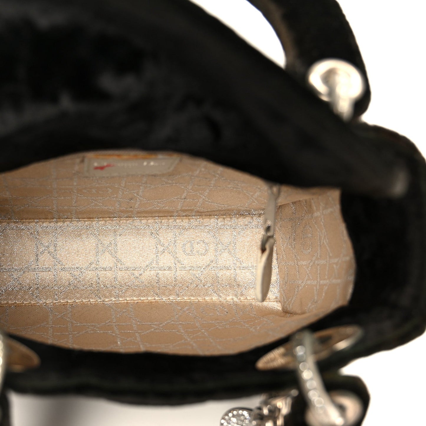 Velvet Crystal Mini Lady Dior Black