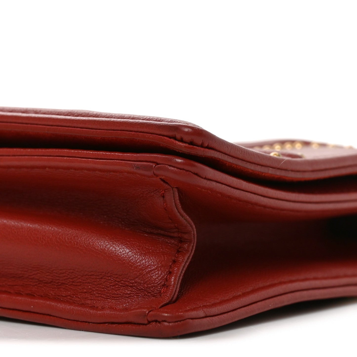 Calfskin Studded Diorama Flap Bag Red