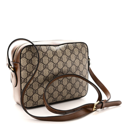 GG Supreme Monogram Small Horsebit 1955 Shoulder Bag Beige Brown Sugar