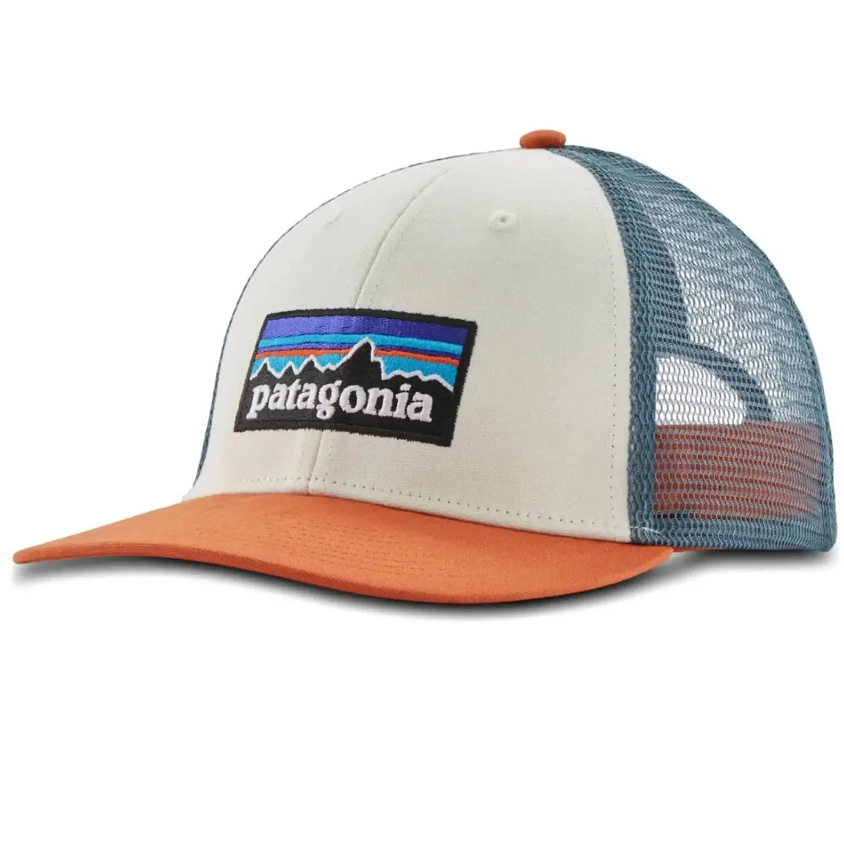 Patagonia P-6 Logo LoPro Trucker Hat – White with Redtail Rust
