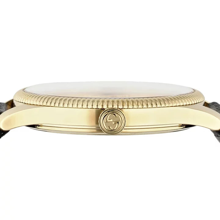 Gucci G Timeless Quartz Silver Dial Black Leather Strap Watch For Women - YA1264181