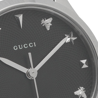 Gucci G Timeless Black Dial Silver Steel Strap Watch For Women - YA126573A