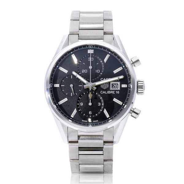 Tag Heuer Carrera Automatic Chronograph Black Dial Silver Steel Strap Watch for Men - CBK2110.BA0715