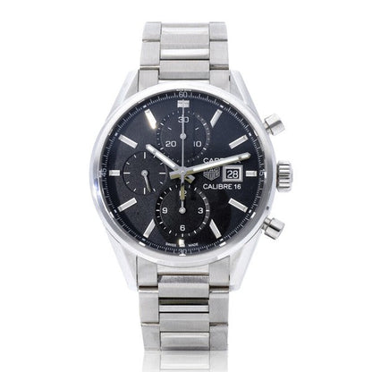 Tag Heuer Carrera Automatic Chronograph Black Dial Silver Steel Strap Watch for Men - CBK2110.BA0715
