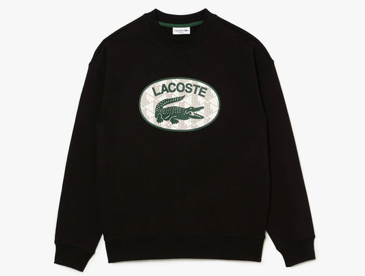 LACOSTE LOOSE-FIT OVERSIZED LOGO  FLEECE SWEATSHIRT -Men’s-  BLACK