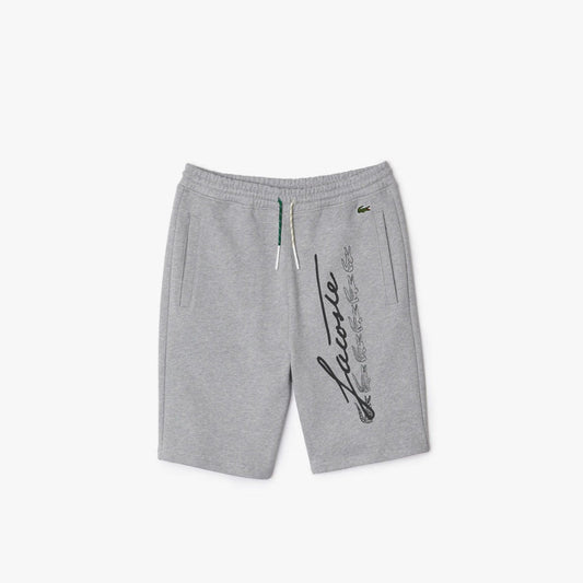 Lacoste SIGNATURE PRINT COTTON FLEECE  Short Men’s -GREY CHINE