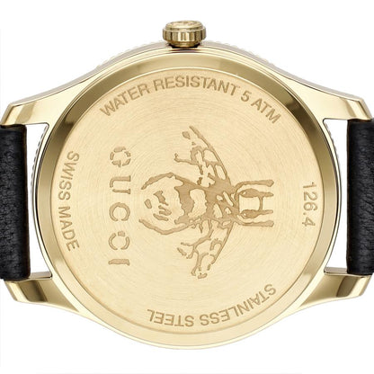 Gucci G Timeless Quartz Silver Dial Black Leather Strap Watch For Women - YA1264181