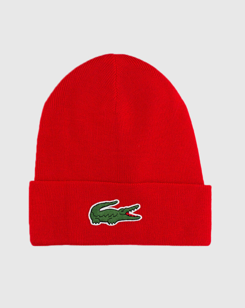 LACOSTE BIG GATOR BEANIE-RED