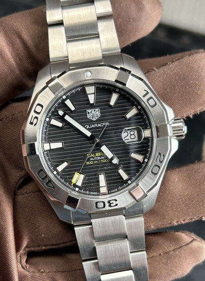 Tag Heuer Aquaracer Automatic Black Dial Silver Steel Strap Watch for Men - WAY2010.BA0927