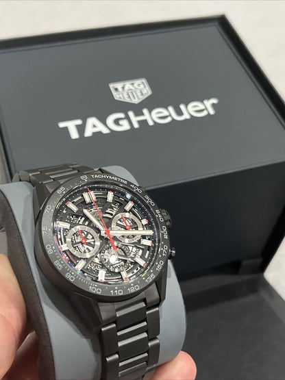 Tag Heuer Carrera Automatic Chronograph Black Dial Black Steel Strap Watch for Men - CBG2090.BH0661