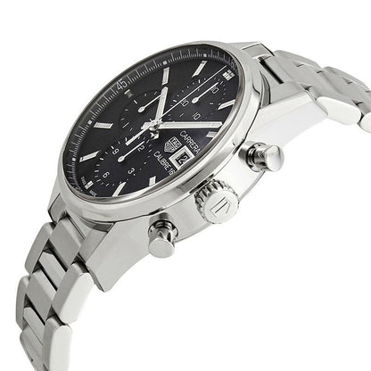 Tag Heuer Carrera Automatic Chronograph Black Dial Silver Steel Strap Watch for Men - CBK2110.BA0715