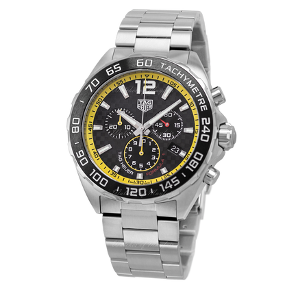 Tag Heuer Formula 1 Chronograph Black Dial Silver Steel Strap Watch for Men- CAZ101AC.BA0842