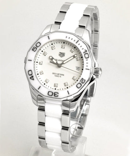Tag Heuer Aquaracer Diamonds White Dial Two Tone Steel Strap Watch for Women - WAY131D.BA0914