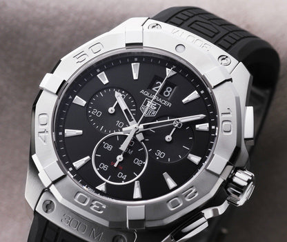 Tag Heuer Aquaracer Chronograph Black Dial Black Rubber Strap Watch for Men - CAY1110.FT6041