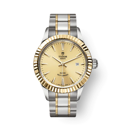 Tudor Style Automatic Diamonds Gold Dial Two Tone Steel Strap Watch for Men - M12713-0007