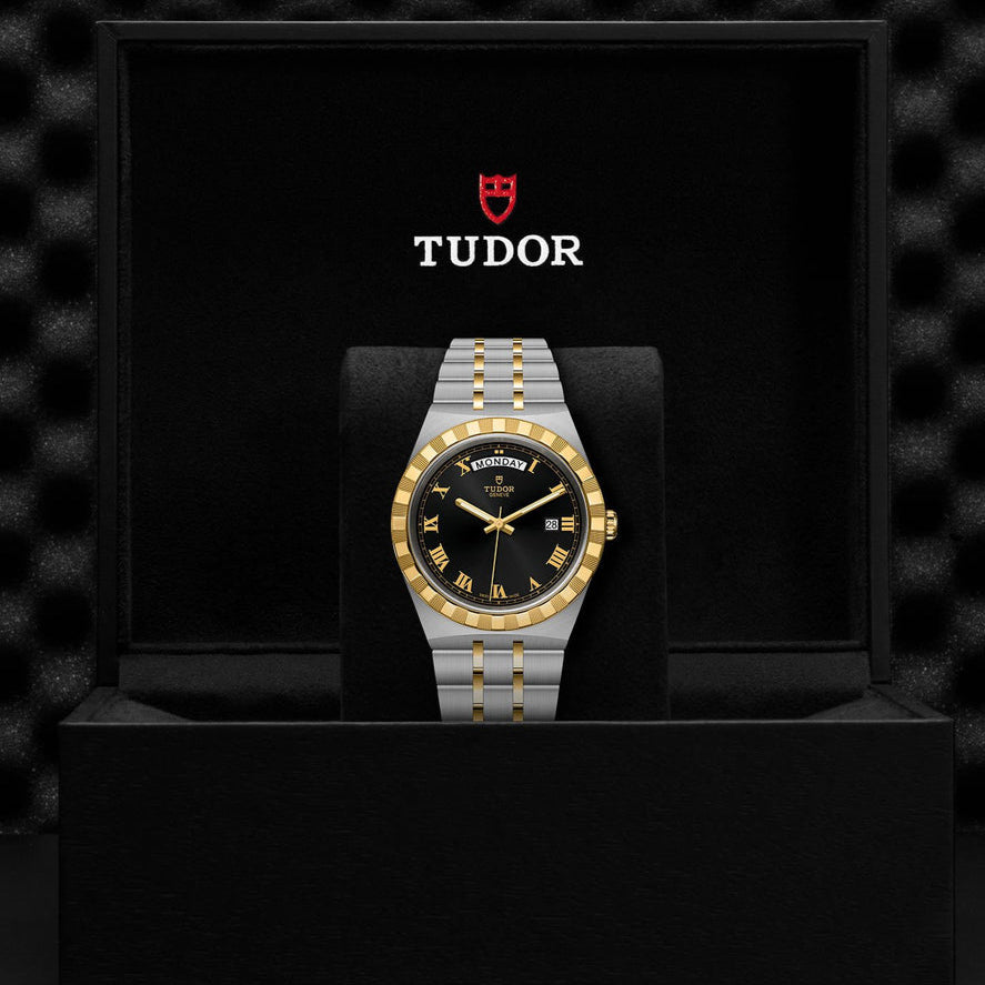 Tudor Royal Automatic Black Dial Two Tone Steel Strap Watch for Men - M28603-0003