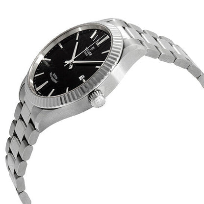 Tudor Style Automatic Black Dial Silver Steel Strap Watch for Men - M12710-0003