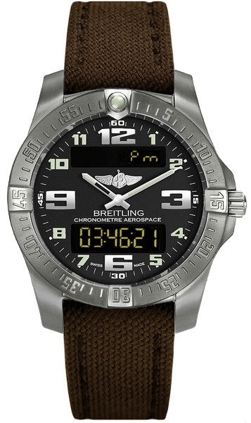 Breitling Professional Aerospace Evo Brown Canvas 43mm Men's Watch E7936310/BC27-108W