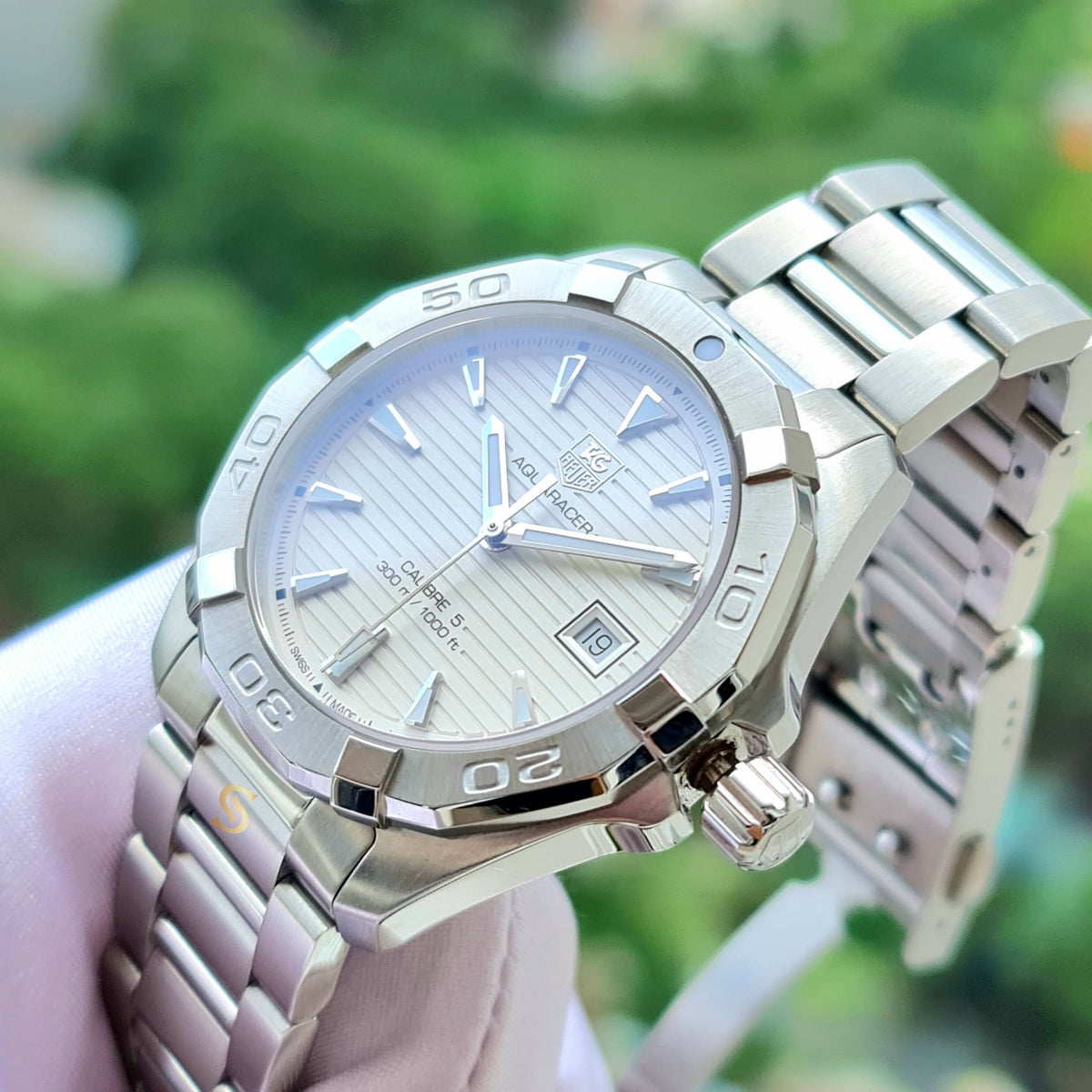 Tag Heuer Aquaracer Automatic White Dial Silver Steel Strap Watch for Men - WAY2111.BA0928